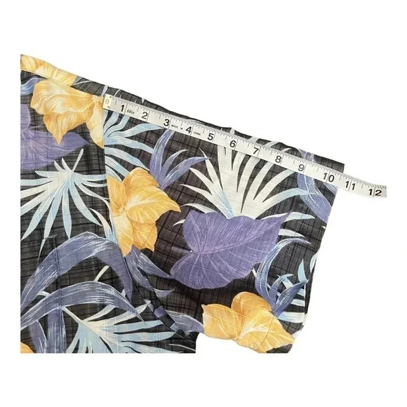 Caribbean Blue Floral Linen Causal Button Front Short Sleeve Shirt Men’s XL - Picture 10 of 12